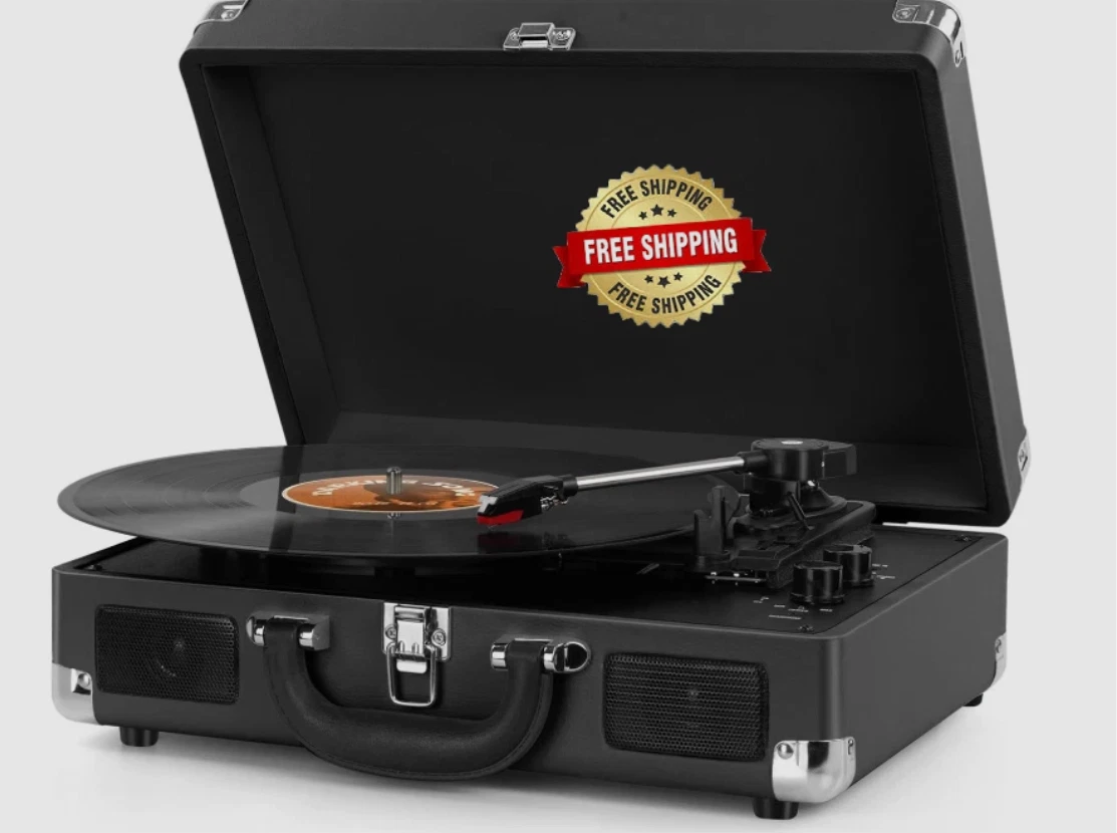 Tocadiscos Bluetooth Tocadiscos para Vinilo con Altavoces, Maleta vintage NEW