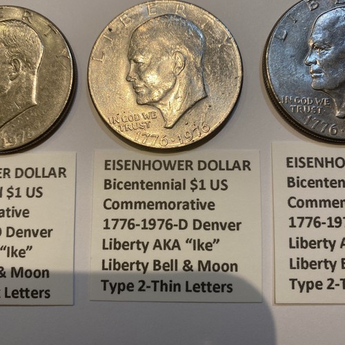 3 Coins 1776-1976 D Variety 1 2 Eisenhower Bicentennial Dollar Liberty Filled D - Picture 3 of 24