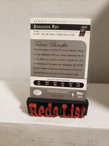 Bowman Elevation Rookie Blue #123 2006-07 Brandon Roy 9/399 Portland Trailblazer - Imagen 5 de 7