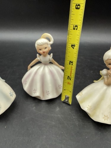 3er Set Vintage Lefton 737 Mädchen rosa gelb blau 4,5" LESEN - Bild 22 von 22