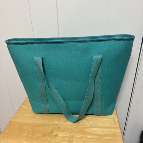 NEU Spartina 449 Tasche groß türkis blau Reißverschluss Canvas gefüttert bestickt Schildkröte - Bild 2 von 10