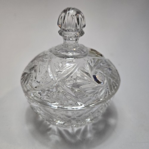 Vintage EAPG Cut Lead Crystal 4.5” Lidded Candy Dish Bowl Pinwheels Sunburst MCM - Picture 2 of 9