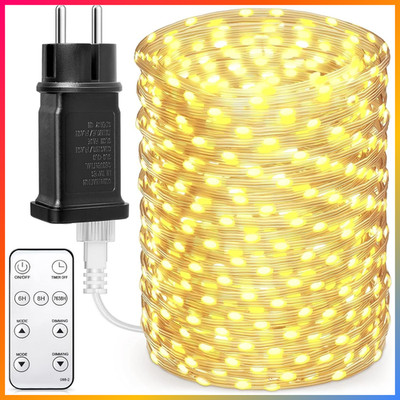 Lichterkette Außen 300 LED Warmweiß 8 Modi Wasserdicht für Garten Balkon