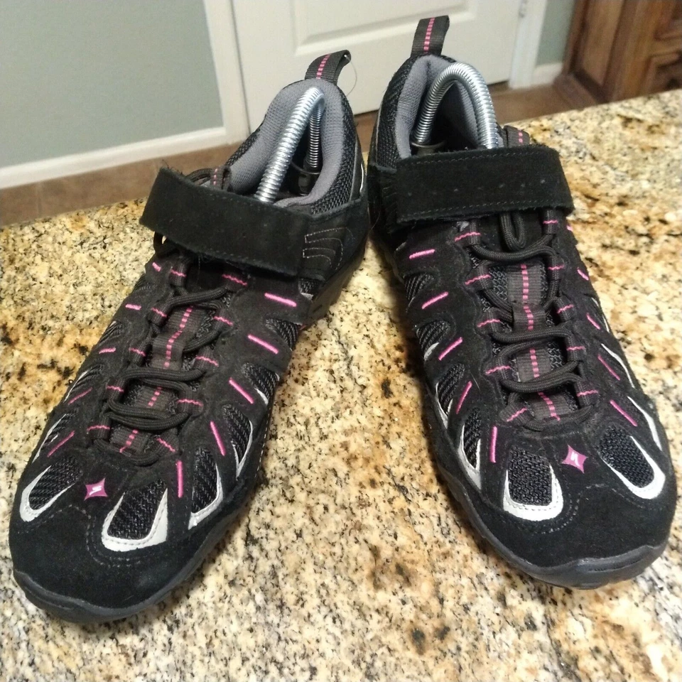 Tênis de ciclismo feminino Specialized geometria corporal 6122-2741 preto rosa tamanho 10 - Imagem 3 de 4