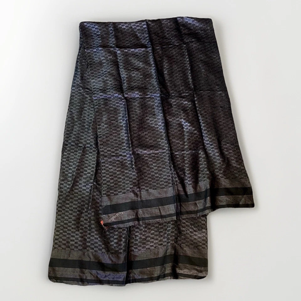 Fabindia Scarf Stole Khadi Tassel Black 100% Tussar Silk Bollywood NWT - Image 3 of 4