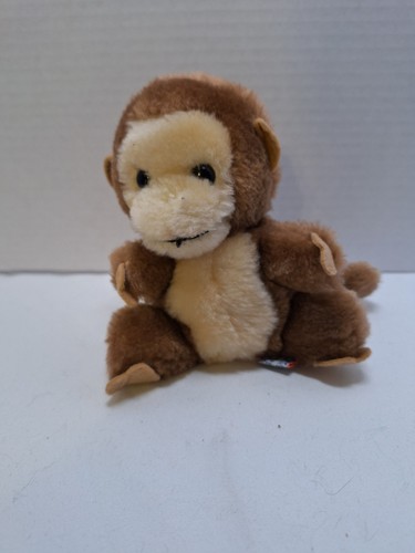 Vintage 70s Dakin Plush Mini Monkey Ape Chimp Tan Cream 4" Felt Ears Feet - Picture 1 of 8