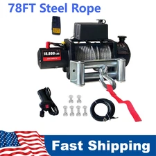 Electric Winch 18800LBS 12V Steel Cable Truck Trailer Towing Off-Road ATV Winch