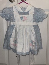 Vtg Handmade Hand Smocked Pinafore Toddler's Floral Calico Print Dress 12 M