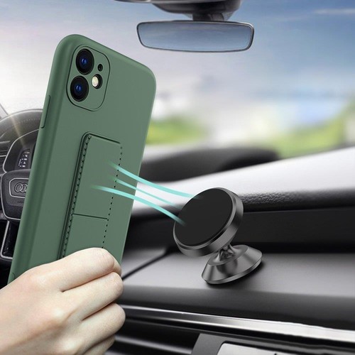 Wozinsky Kickstand Case silikonowe etui z podstawką iPhone 13 mini czarne - Zdjęcie 5 z 12