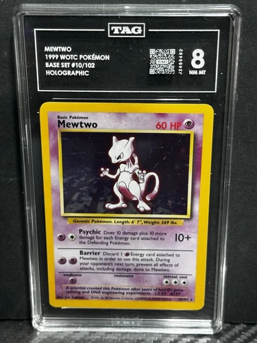 1999 Pokémon Base Set Mewtwo #10 English Holo Rare 10/102 TAG 8 NM MT