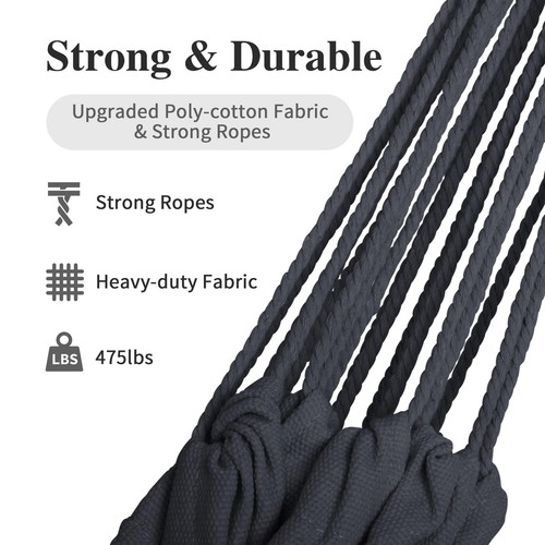Hammocks Outdoor Camping Double Extra Large 2 Person for Dark Gray - Picture 3 of 6