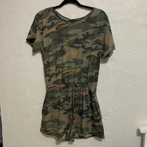 NEW Camouflage Romper With Drawstring womens Large boho chic comfort casual - Picture 2 of 4