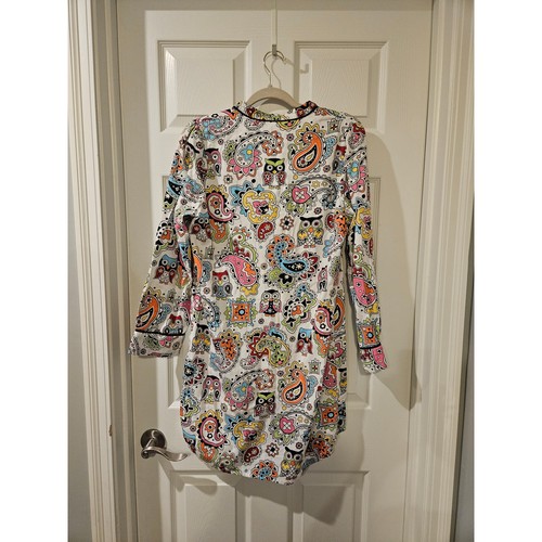 Nick & Nora Pajamas Cotton Nightshirt Owl Paisley Long Sleeve Sleep Shirt Small - Picture 4 of 4