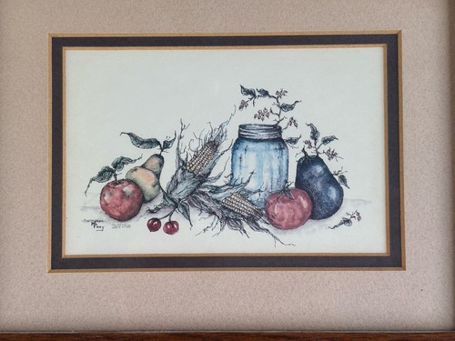 MB Frey Art Print Signed Limited Edition 265/2500 Oak Frame 8x10" Corn Cob Fruit - Picture 3 of 9