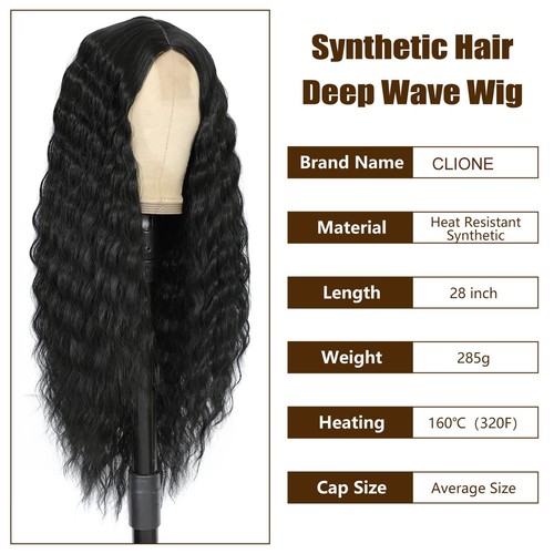 28 Inch Long Curly Synthetic Hair Wigs for Women Black Lace Front Wig Synthet... - 第 4/6 張圖片
