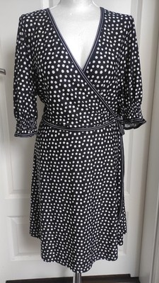 MAX STUDIO knielanges schwarz gepunktetes Kurzarm Kleid GR XL
