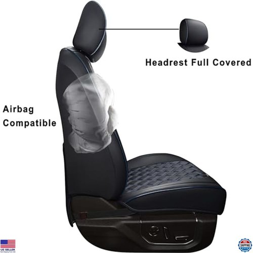Fundas de asiento delanteras de cuero sintético para Ford F150 F250 F350 F450 SuperCrew 2015-2025 - Imagen 4 de 6