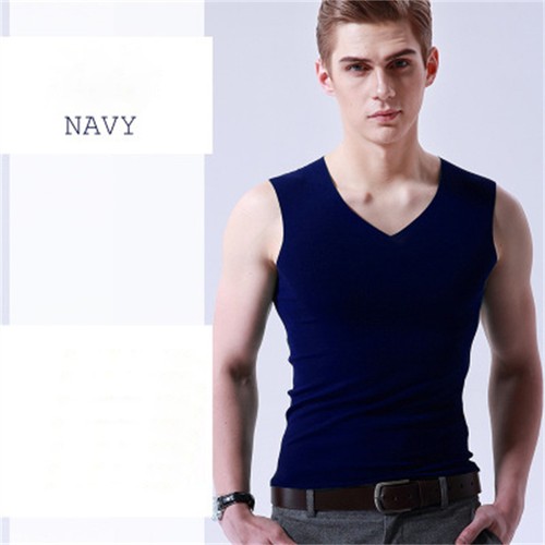 V Neck Sleeveless Tank Tops Sexy Elastic Male Suits Mens Vests Ice Silk - Picture 6 of 12