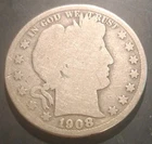 1908-D 50C Barber Half Dollar 90% Silver