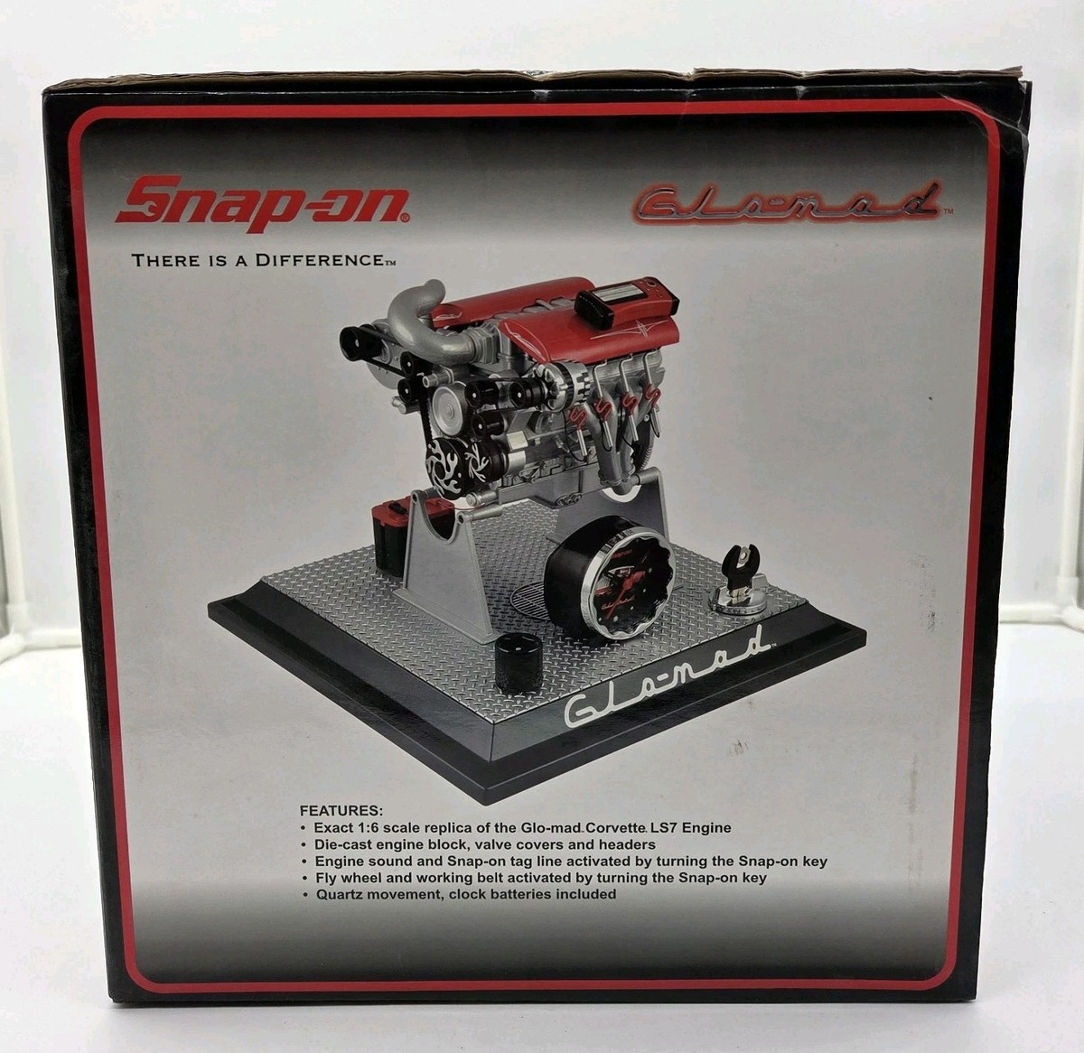 Rare Snap-on Corvette LS7 Engine Desk Clock Glo-Mad 1:6 Scale