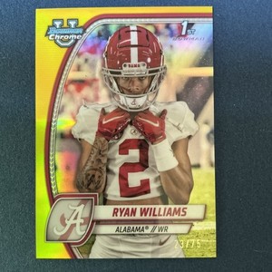 2024 Bowman University Chrome  - Ryan Williams #53 Yellow Refractor /75 1st (RC)