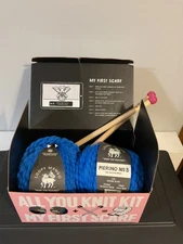 Loopy Mango Merino Wool DIY Knit My First Scarf Blue Knitting Kit NEW