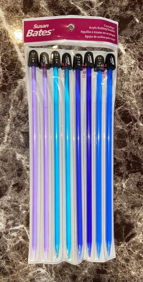 Susan Bates Crystalites Single Point Knitting Needle Set 10"-Sizes 8 To 10.5