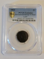 🌟 RARE PCGS Judd Pattern J-299 1863 Civil War Date Indian Head Cent  -IZX