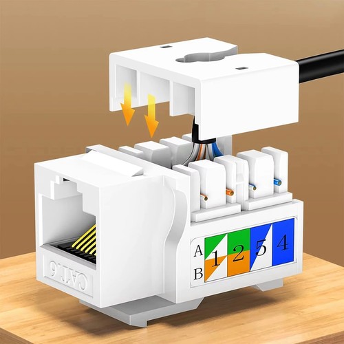 10 Stück Cat6-Buchse, Ethernet-Punch-Down-Anschluss, Wandadapter, 90-Grad-M6961 - Afbeelding 3 van 6