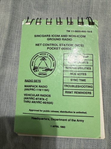SINCGARS Icom And Non-icom Ground Radio Net Control Station Guide April 1993 - Picture 1 of 6