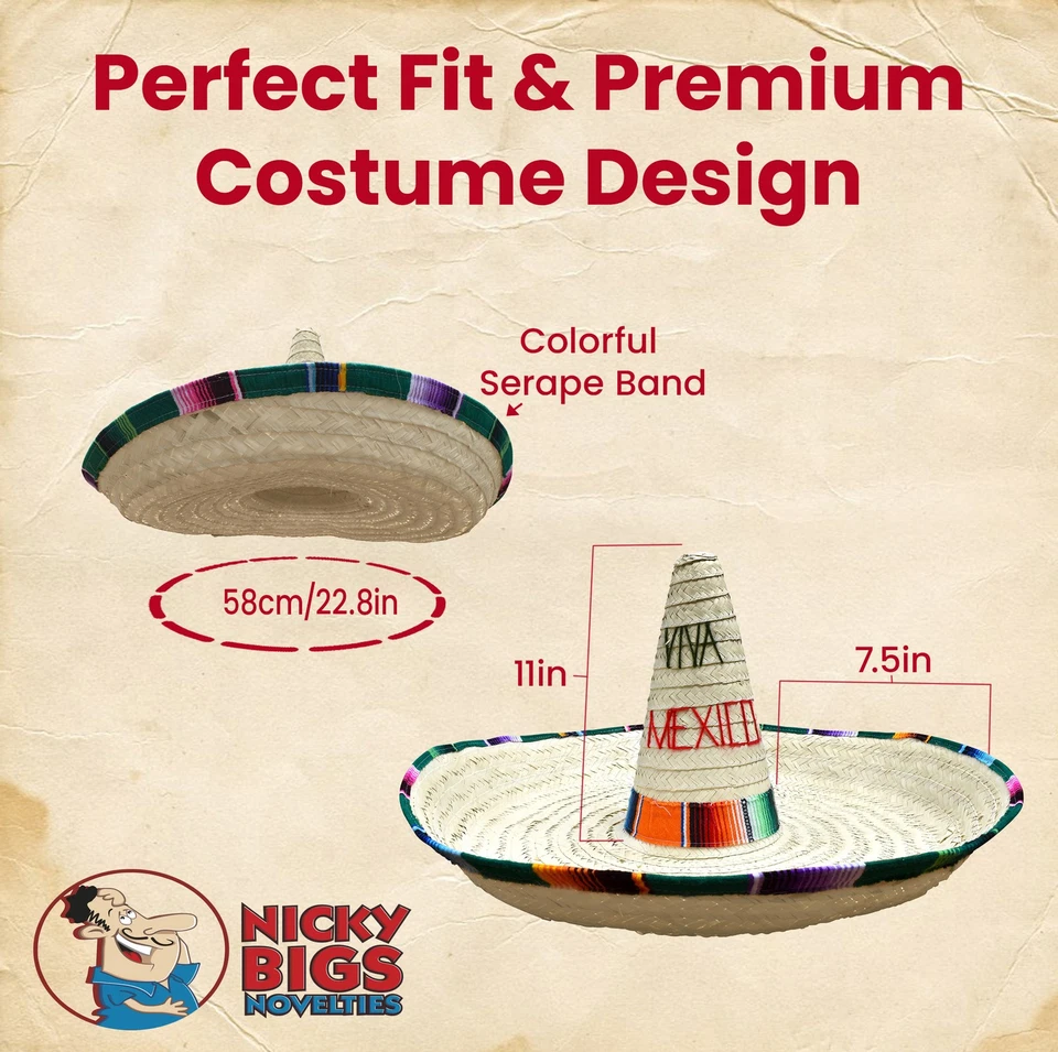 27" Giant Huge Jumbo Mexican "Viva Mexico" Sombrero Cinco De Mayo Party Hat - Image 3 of 4
