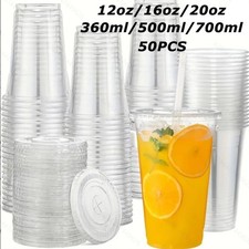 50PCS Transparent Cup And Lids Plastic Juice Cup High Quality Milktea Drink Cup