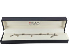 MACY'S STERLING SILVER KIDS AND HEART CHARM CHAIN BRACELET  6.75" NEW WITH BOX