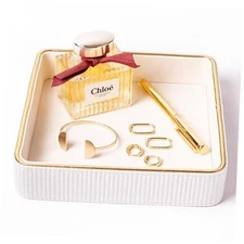 Small Night Stand Organizer Nightstand Tray Bedside Table 8" x 8" x 1.8" White