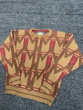 Vintage Ralph Lauren Chaps Sweater Men L Knit Fisherman Geometric USA Made 90s