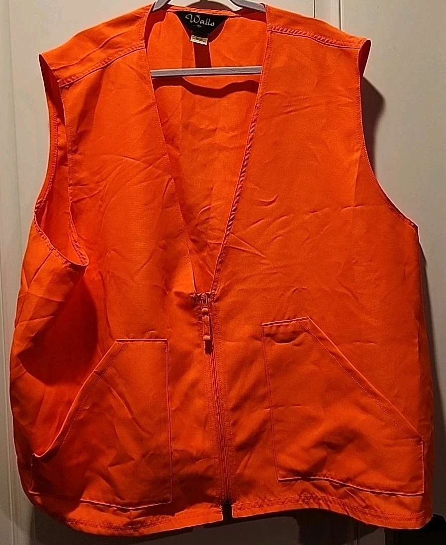 Vintage Walls Jacket Size 3XL Neon Orange Sleeveless Vest Zip Up Hunting Outdoor