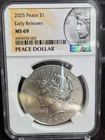 2025 $1 Peace Silver Dollar NGC MS69 Peace Label - Early Release #8404236-002