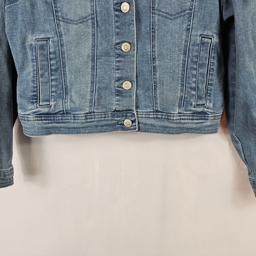 Justice Big Girls Jean Jacket Coat 12 Denim Blue Faux Fur Collar Sherpa Teen - Picture 7 of 13