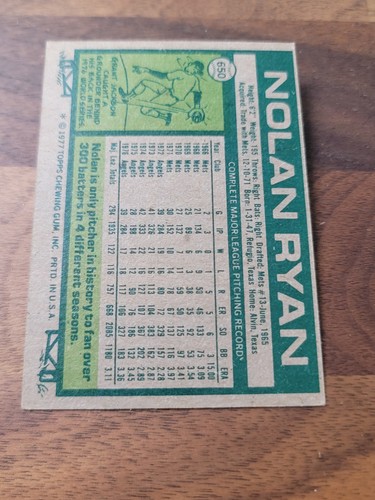 Carta Nolan Ryan 1977 Topps #650 - Angeli di Anaheim - Foto 3 di 3