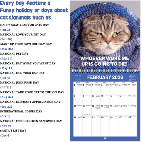 2026 Kalender - 2026 Wandkalender, Pi-D-Off Katzenkalender 2026, Jan. 2026 - Dez - Bild 5 von 12