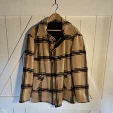 Vintage Pendleton Reversible Wool Jacket XL Made in USA Tan Black Plaid
