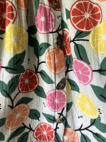 Hanna Andersson Girls Citrus Print Midi Dress Size 110 US 5 100% Cotton Muslin - Picture 4 of 9