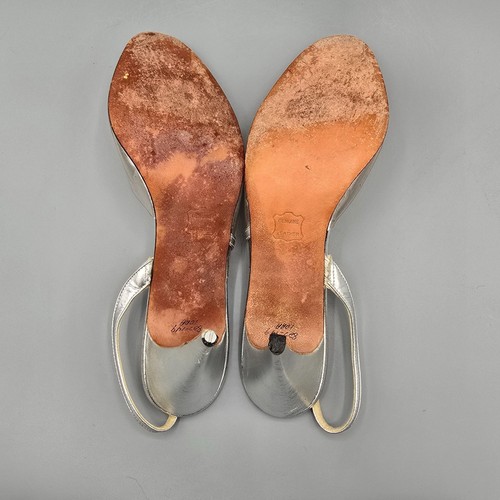Vintage 1970s/1980s John Jerro Rhinestone Paisley Slingback Disco Heels (10AA) - Picture 8 of 15