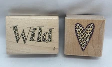 WILD HEART SET CHEETAH PRINT HEART Rubber Stamps - Me & My Big Ideas - NEW