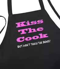 Cute Kiss The Cook Black Vintage Cooking Apron Novelty Chef Aprons by CoolAprons