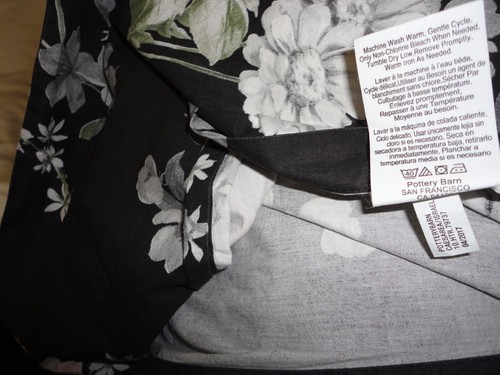 Pottery Barn Lydia BLACK & PINK GREEN FLORAL (pair) STANDARD PILLOW SHAMS 20X26 - Picture 9 of 9