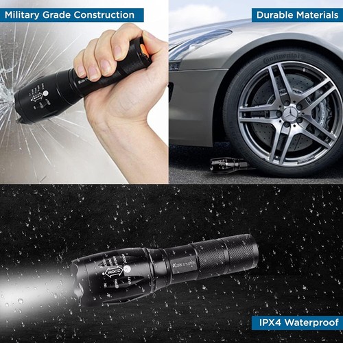 Police 90000LM T6 LED Super Bright Zoom Flashlight Powerful Camping Lamp Torch - Picture 8 of 10