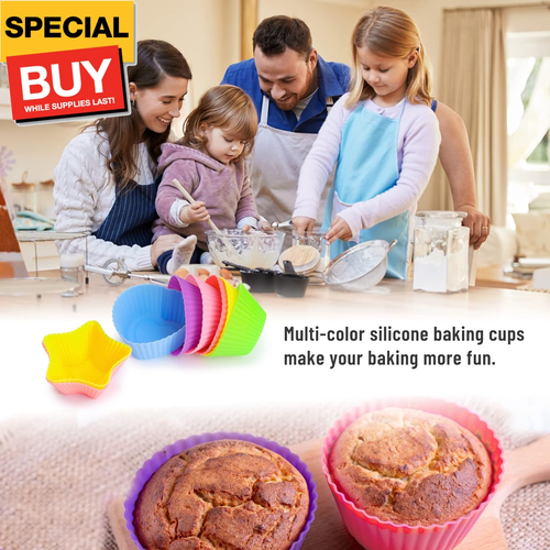 Silicone Cupcake Liners Reusable Baking Cups Nonstick Easy Clean Pastry Muffin M - Picture 2 of 6