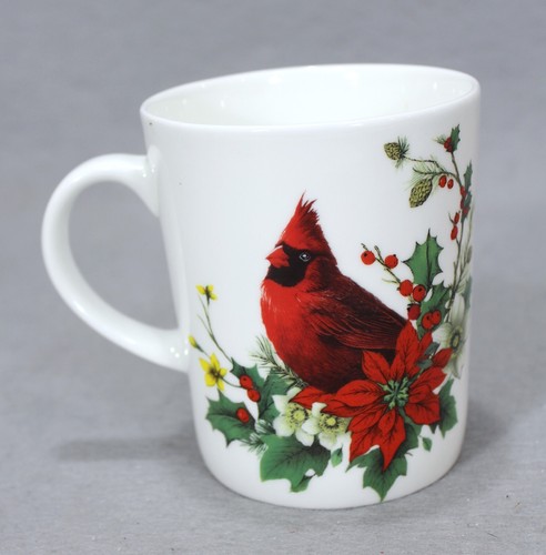 Stechcol Gracie Cardinal Poinsettia 12oz Bone China Mug - Picture 2 of 6