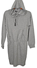 Fashion Nova Gray Sweatshirt Hoodie Dress NWT Size M Long Sleeve Pouch NEW #